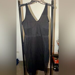 Kardashian Kollection Black Bodycon Midi Dress V-Neck